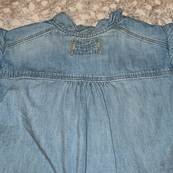 Free People Louise‎ Blue Ruffled Denim Button Shirt Top XS - Picture 10 of 13